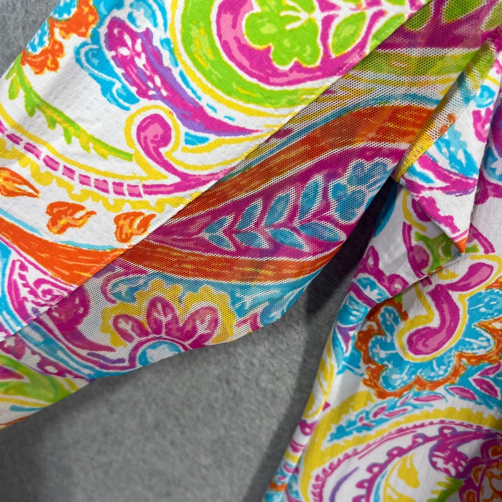 IBKUL Paisley Long Sleeve Dress Womens L Multi Color UV 50 Cooling Mesh EUC - Picture 3 of 9